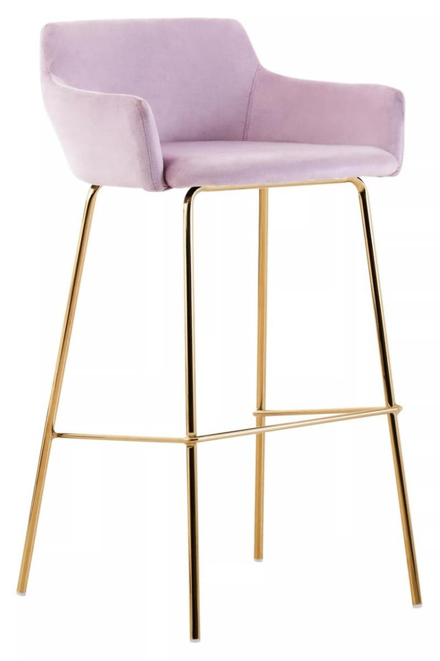 Premier Housewares Tamzin Pink Velvet Low Back Bar Chair