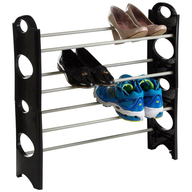 Premier Housewares Tavia Black And Grey 4 Tier Shoe Rack