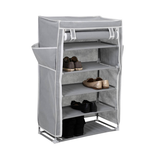 Premier Housewares Tavia Grey 5 Tier Shoe Rack With Cover