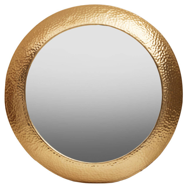 Premier Housewares Templar Gold Finish Round Wall Mirror