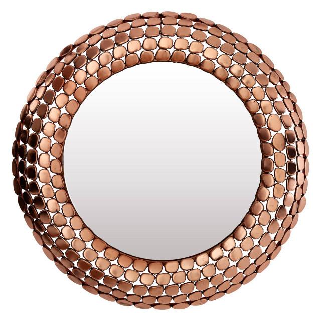 Premier Housewares Templar Pebble Design Copper Finish Round Wall Mirror