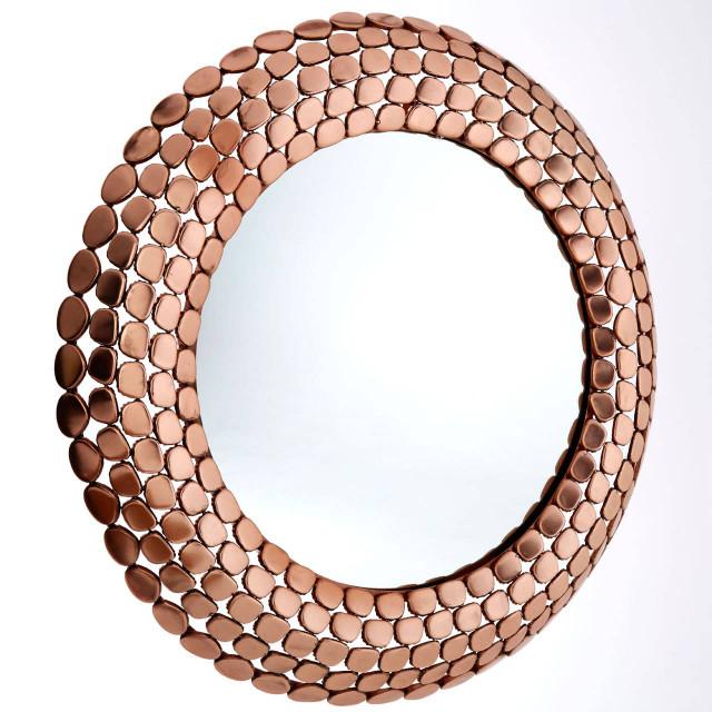 Premier Housewares Templar Pebble Design Copper Finish Round Wall Mirror
