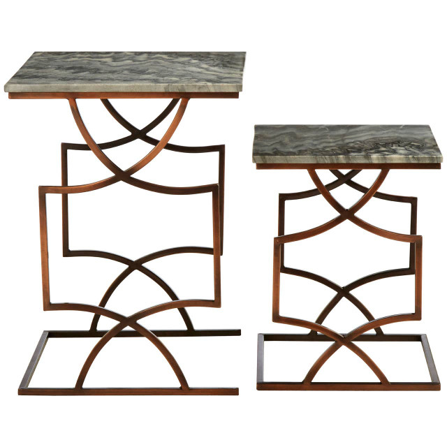 Premier Housewares Templar Set Of 2 Square Side Tables
