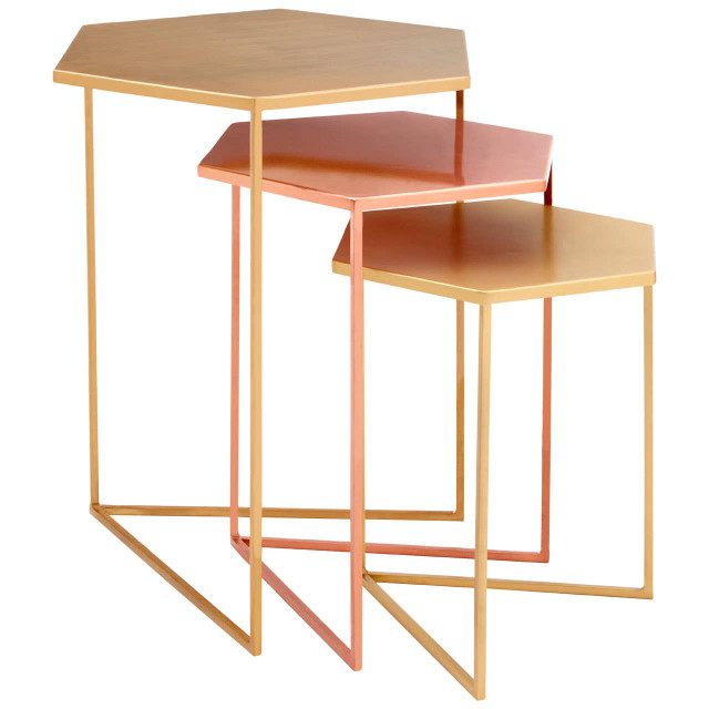 Premier Housewares Templar Set Of 3 Bronze Finish Tables