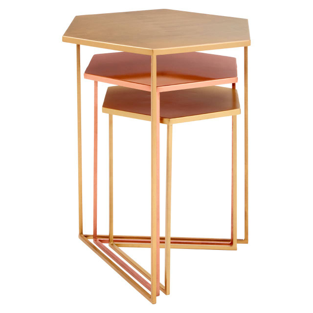 Premier Housewares Templar Set Of 3 Bronze Finish Tables