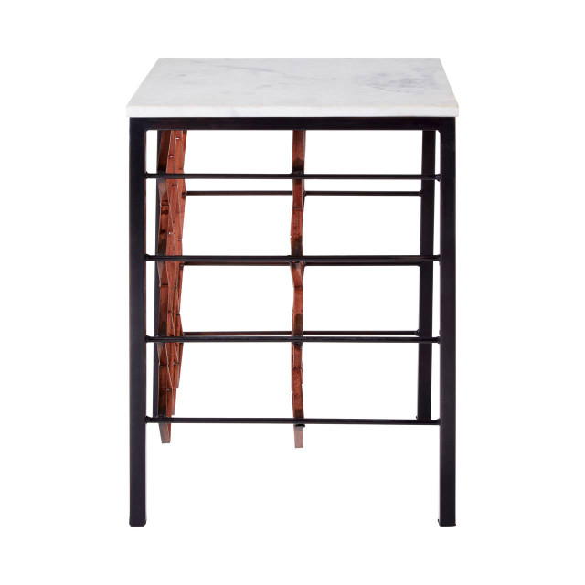 Premier Housewares Templar White Marble And Iron Wine Rack Table