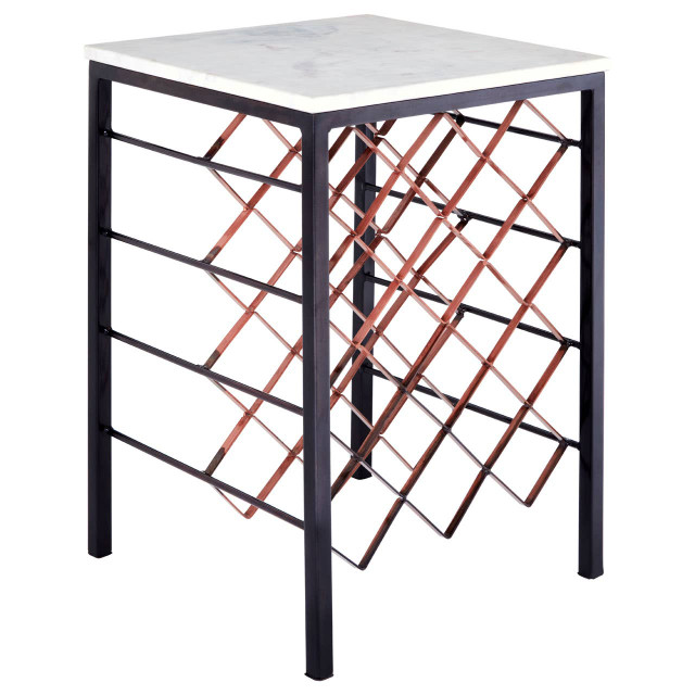 premier housewares Templar White Marble And Iron Wine Rack Table