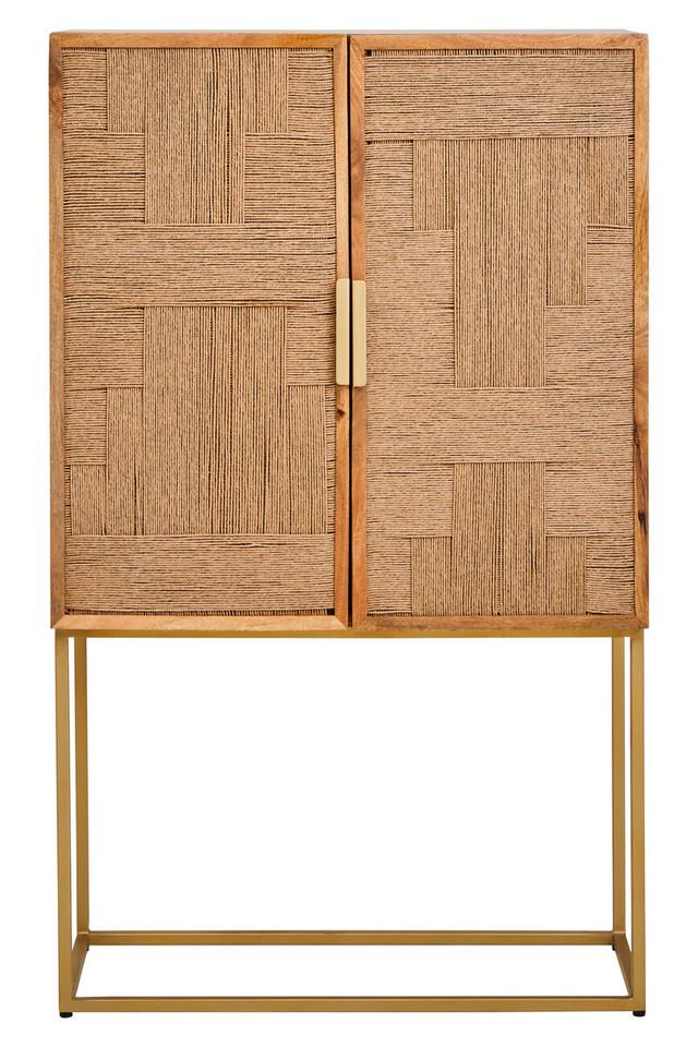 Premier Housewares Teora Paper Rope Detail Two Door Mango Wood Cabinet