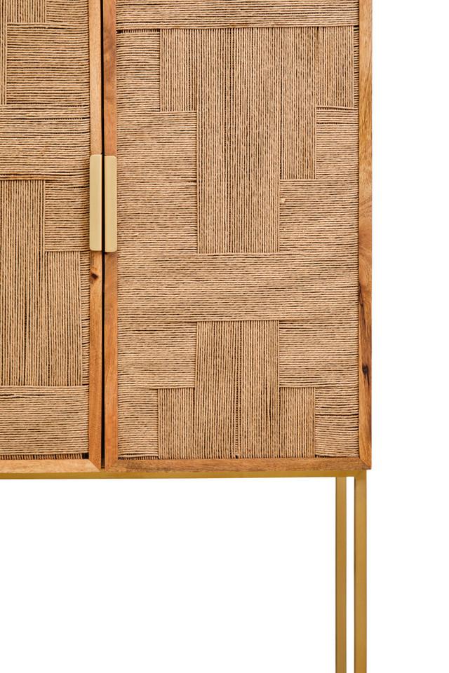 Premier Housewares Teora Paper Rope Detail Two Door Mango Wood Cabinet