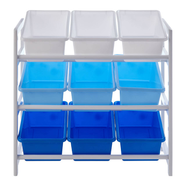 premier housewares Three Tier White And Blue Kids Storage Unit