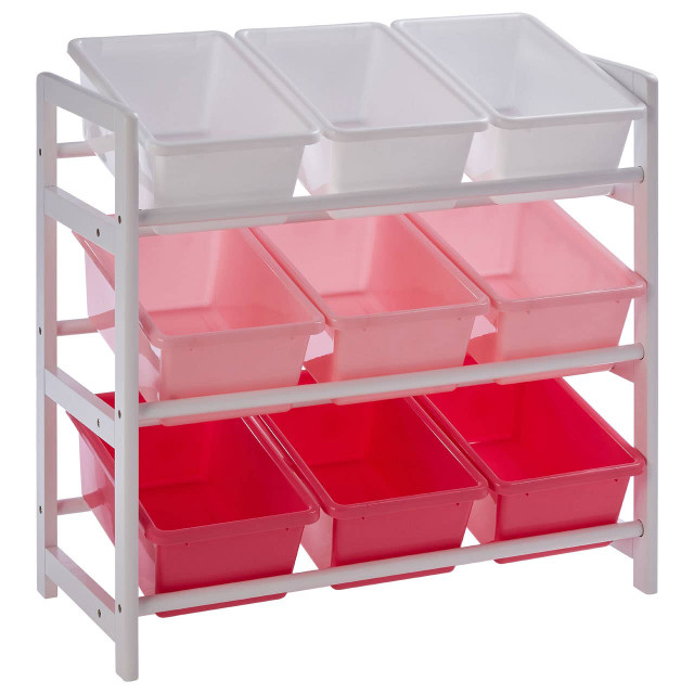 Premier Housewares Three Tier White And Pink Kids Storage Unit