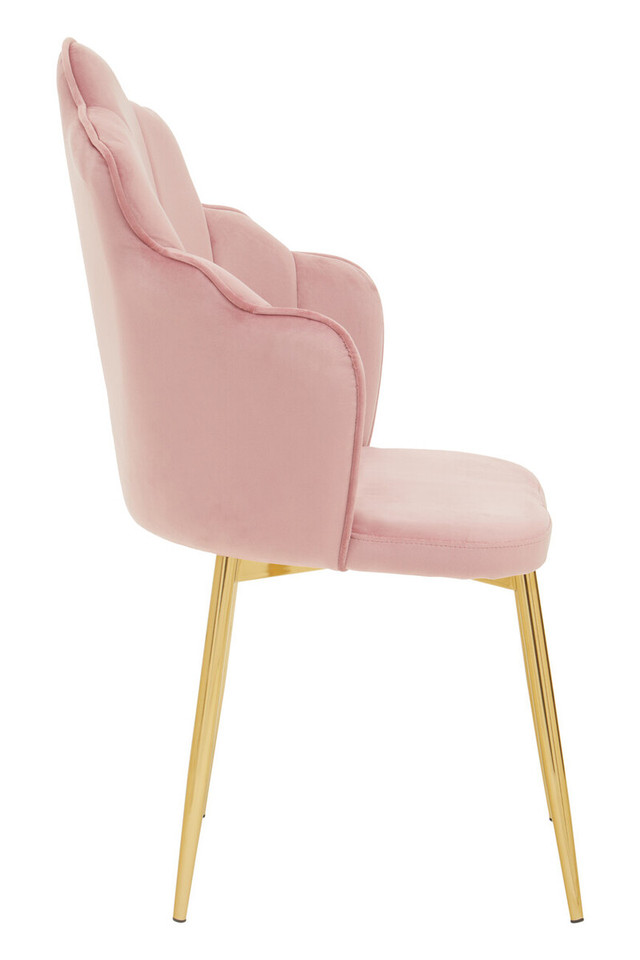 Premier Housewares Tian Pink Velvet Dining Chair With Gold Metal Legs