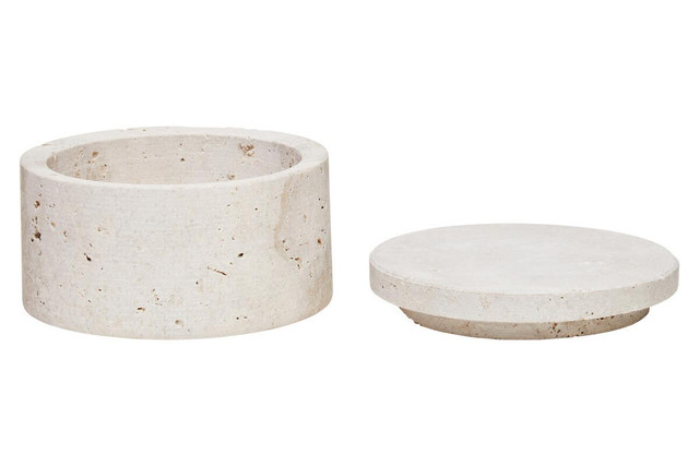 Premier Housewares Tibor Travertine Round Trinket Box