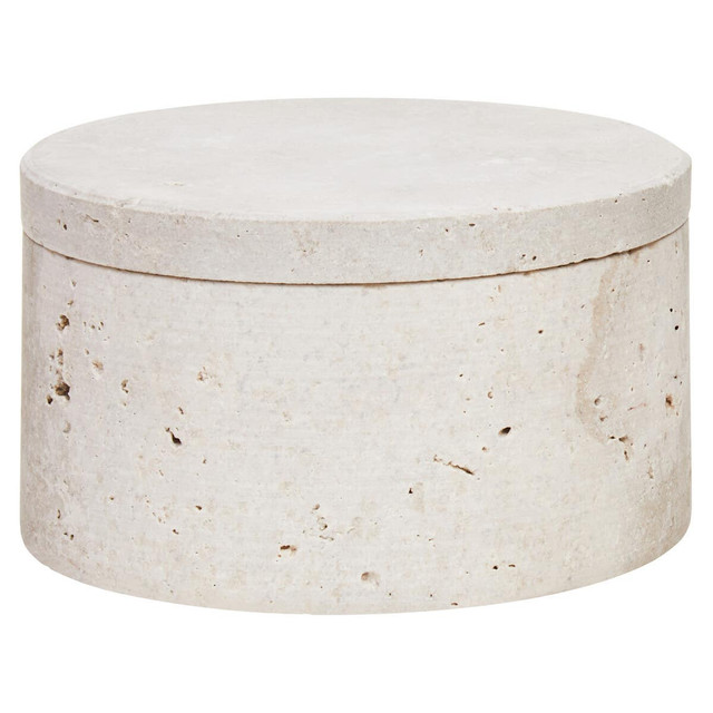 Premier Housewares Tibor Travertine Round Trinket Box