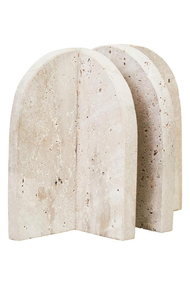 Premier Housewares Tibor Travertine Set Of 2 Arched Bookends