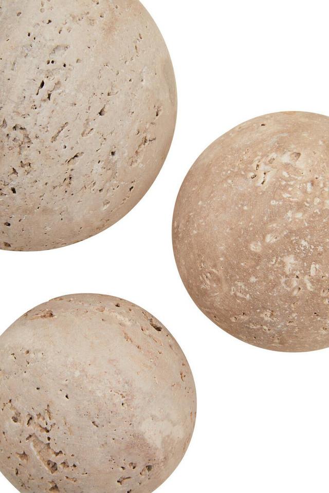 Premier Housewares Tibor Travertine Set Of 3 Deco Balls