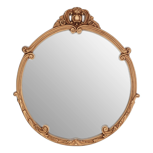 Premier Housewares Tina Gold Finish Round Acanthus Leaf Wall Mirror