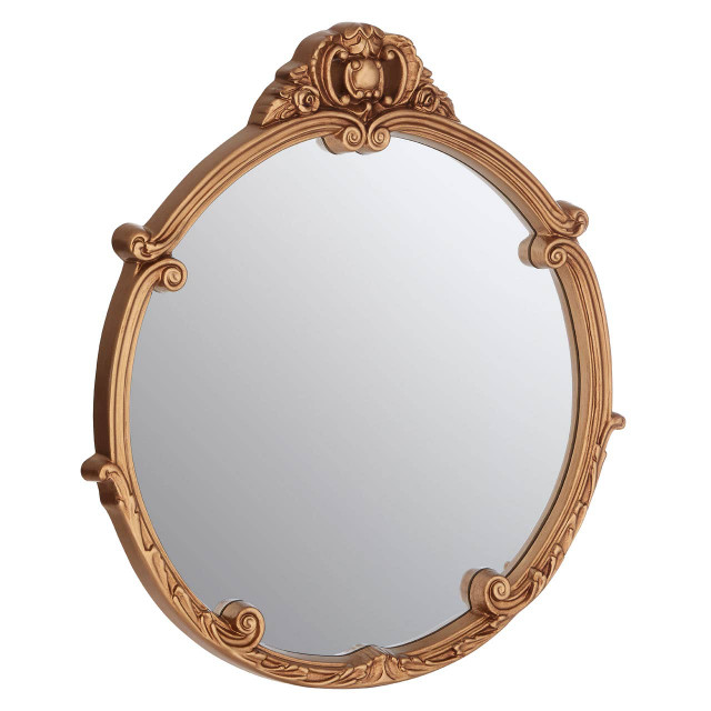 Premier Housewares Tina Gold Finish Round Acanthus Leaf Wall Mirror