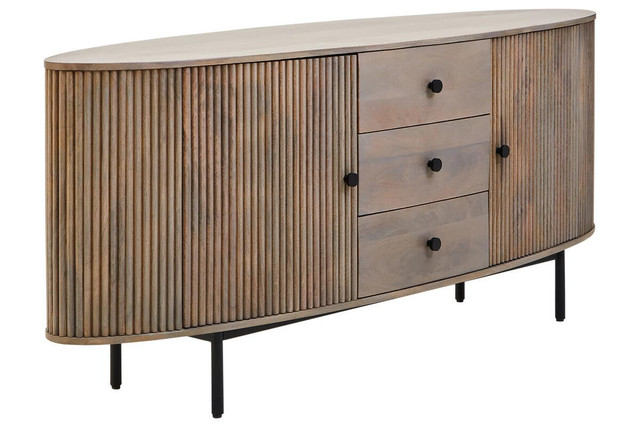 Premier Housewares Torello Two Door Three Drawer Grey Mango Wood Sideboard