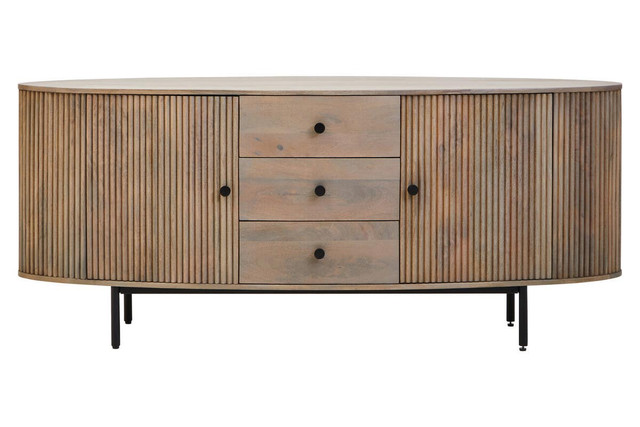 Premier Housewares Torello Two Door Three Drawer Grey Mango Wood Sideboard
