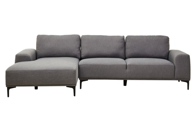 Premier Housewares Toulon 3 Seat Grey Fabric Left Chaise Sofa