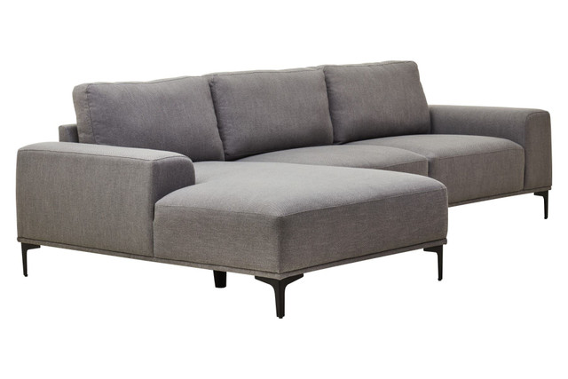 Premier Housewares Toulon 3 Seat Grey Fabric Left Chaise Sofa