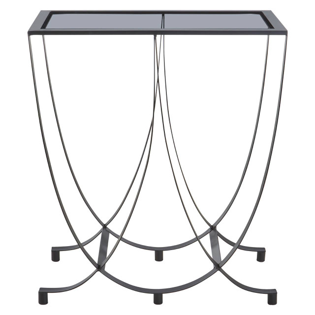 premier housewares Trento Black Console Table with Grey Glass Top