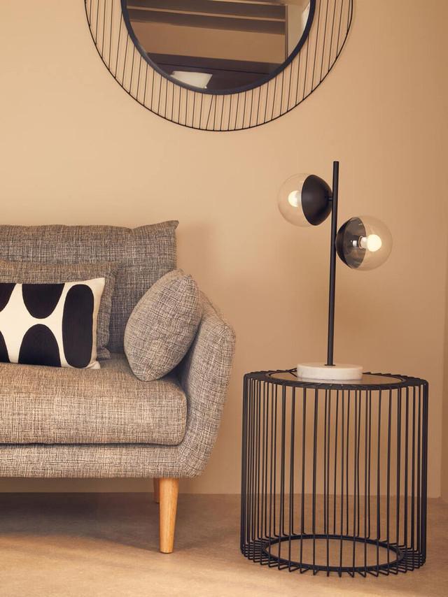 Premier Housewares Trento Black Metal Round Side Table With Glass Top