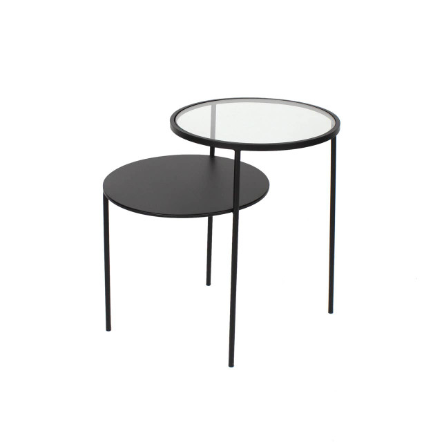 Premier Housewares Trento End Table With Glass And Metal Tops