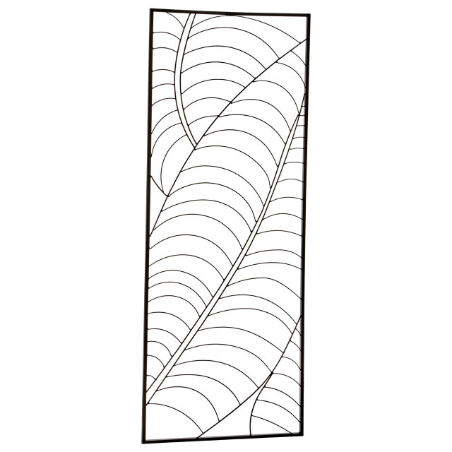 Premier Housewares Trento Small Black Metal Frame Leaf Design Wall Art