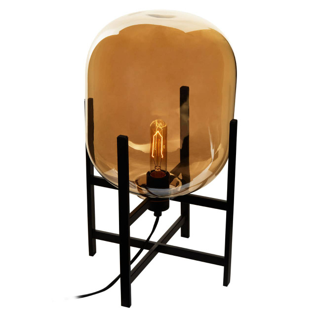 Premier Housewares Trieste Matte Black And Glass Table Lamp