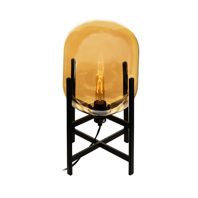 premier housewares Trieste Matte Black and Glass Table Lamp