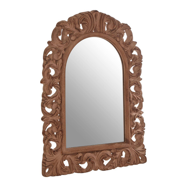 Premier Housewares Tristram Antique Brown Arc Leaf Wall Mirror