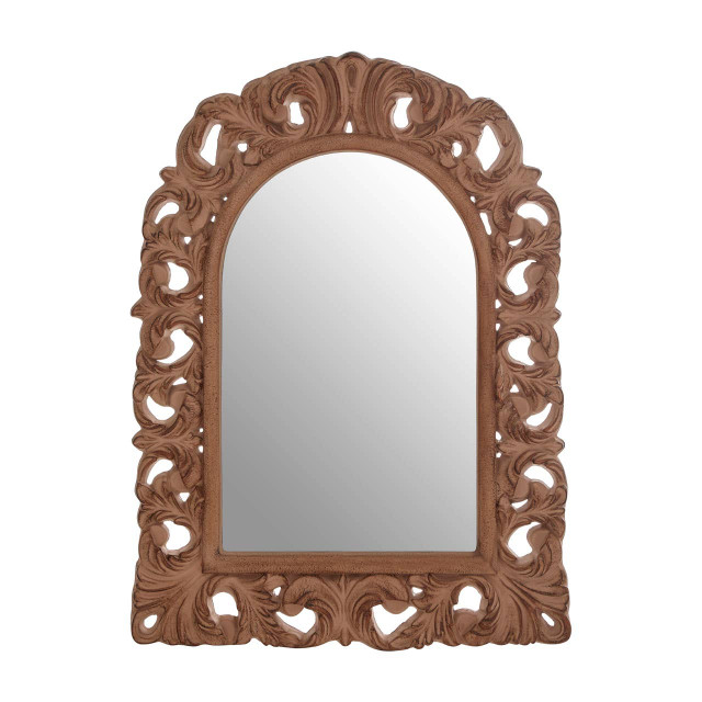 premier housewares Tristram Antique Brown Arc Leaf Wall Mirror