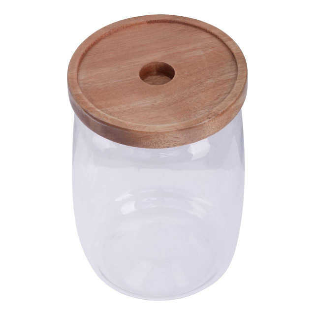 Premier Housewares Tromso Glass Storage Jar With Acacia Lid 1260 Ml