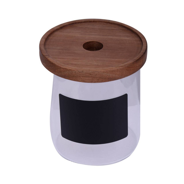 Premier Housewares Tromso Glass Storage Jar With Acacia Lid And Chalkboard 750 Ml