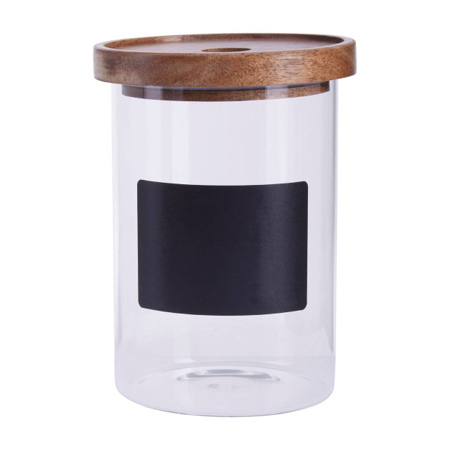 Premier Housewares Tromso Glass Storage Jar With Acacia Lid And Chalkboard 950 Ml