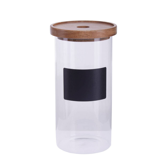 Premier Housewares Tromso Glass Storage Jar With Acacia Lid And Chalkboard 1300 Ml
