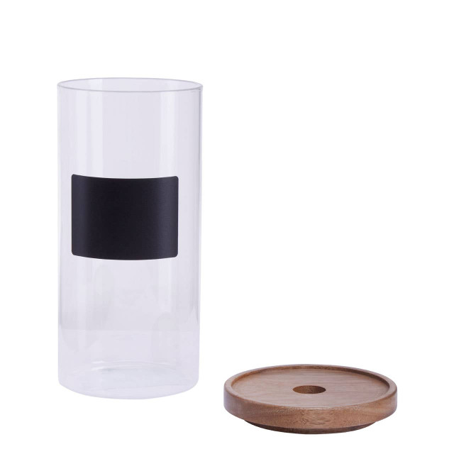 Premier Housewares Tromso Glass Storage Jar With Acacia Lid And Chalkboard 1300 Ml