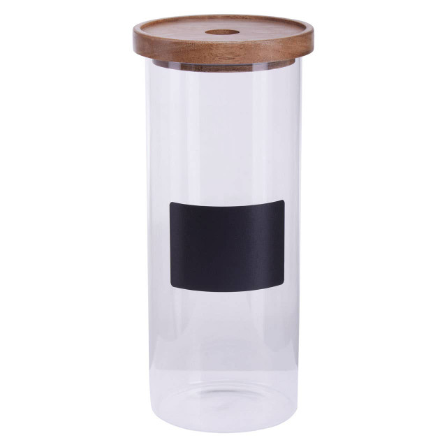 Premier Housewares Tromso Glass Storage Jar With Acacia Lid And Chalkboard 1800 Ml