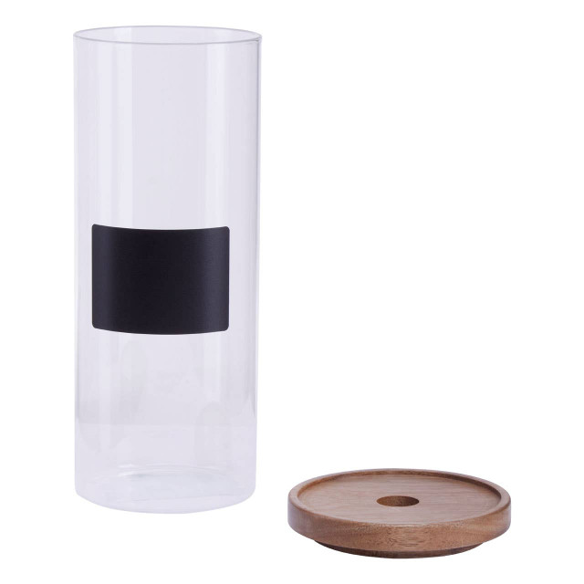 Premier Housewares Tromso Glass Storage Jar With Acacia Lid And Chalkboard 1800 Ml