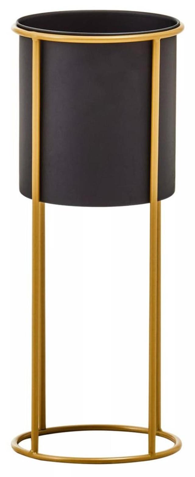 Premier Housewares Trosa Large Black And Gold Floor Standing Planter