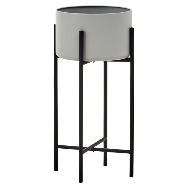 Premier Housewares Trosa Large Grey And Black Floor Standing Planter