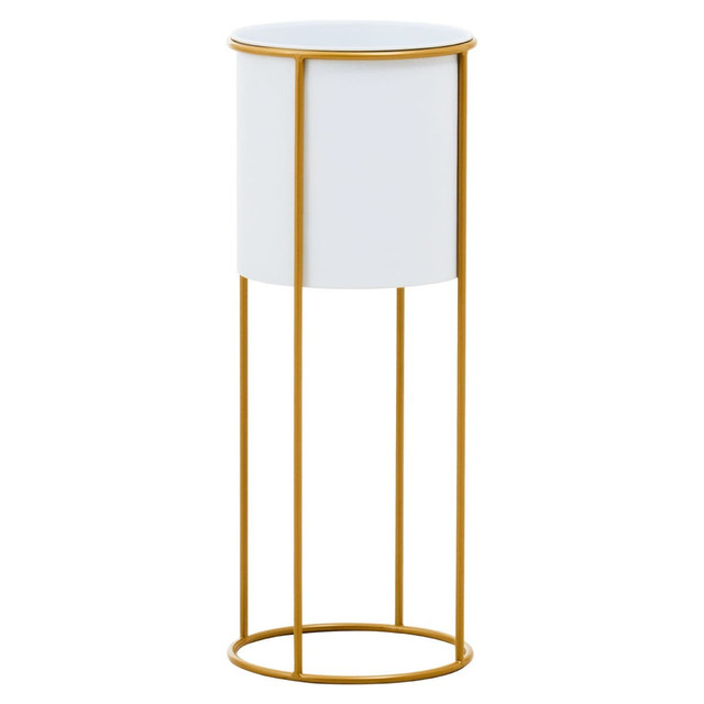 Premier Housewares Trosa Large White And Gold Floor Standing Planter