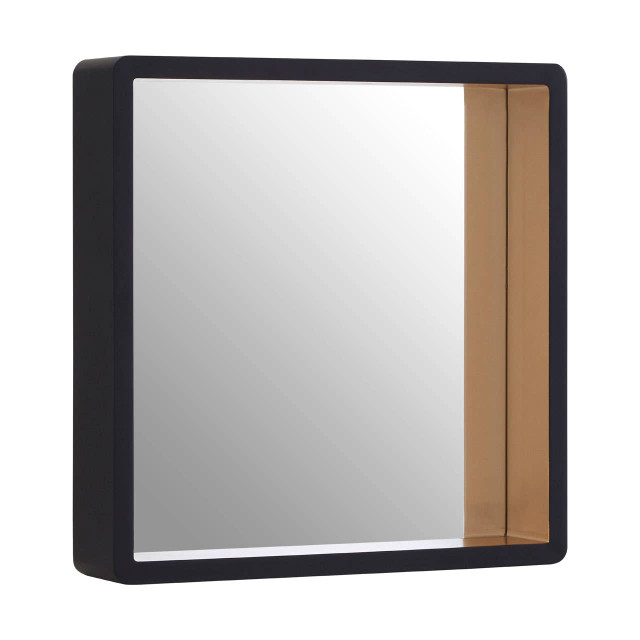 Premier Housewares Trosa Medium Black Wall Mirror With Gold Edge