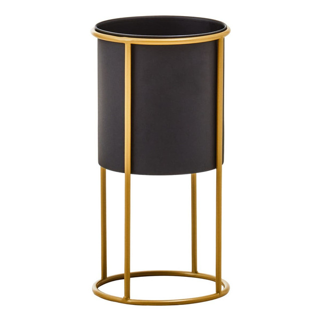 Premier Housewares Trosa Small Black And Gold Floor Standing Planter