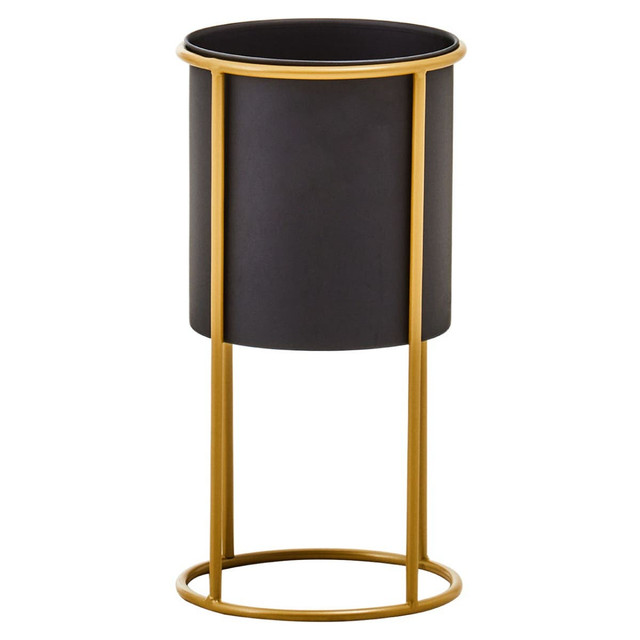 premier housewares Trosa Small Black And Gold Floor Standing Planter