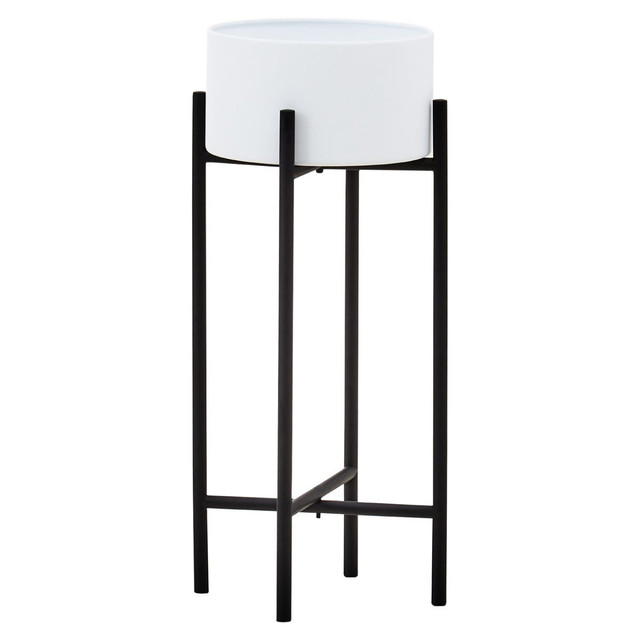 Premier Housewares Trosa Small White And Black Floor Standing Planter