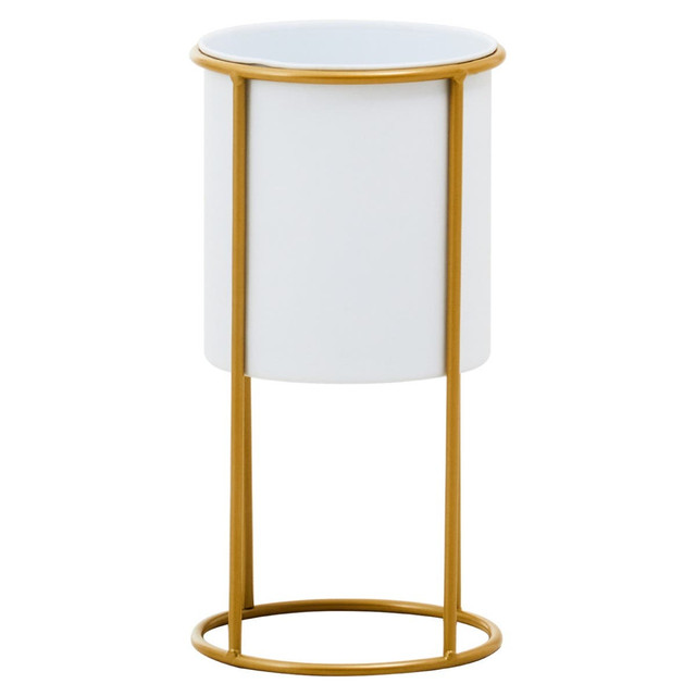 Premier Housewares Trosa Small White And Gold Floor Standing Planter
