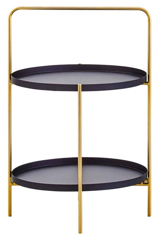 Premier Housewares Trosa Two Tier Black And Gold Side Table